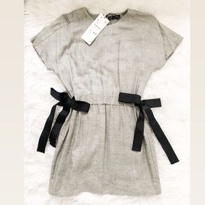 Gray mini dress with bow detail